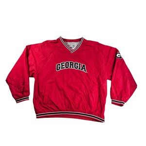 Genuine Stuff Georgia Bulldogs Windbreaker Pullover Red V-Neck Mens Large